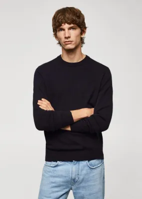 Gilets Et Pull-Overs | Homme MANGO Pull-over Maille Fine Laine Mélangée Bleu Marine